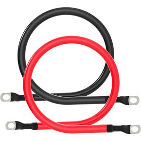 4 كابل بطارية AWG مقاس 4AWG كابلات عاكس بطارية نحاسية نقية مع عروات 3/8 في كلا الطرفين مجموعة أسلاك عاكس الطاقة للسيارات الشمسية البحرية والقوارب RV والدراجات النارية باللونين الأحمر والأسود (1 قدم)