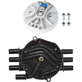 Motoforti Ignition Distributor Set, Brass Terminals Distributor Cap and Rotor Kit, for GMC Sierra 1500 1999-2007, Plastic, 10452458 10452457, Black, 1 Set