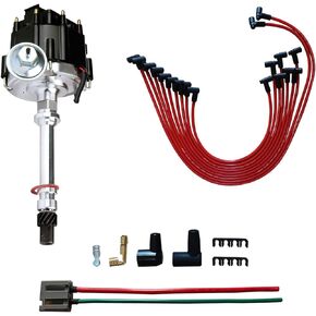 MAS Performance HEI Distributor & Spark Plug Wires & Free Pigtail Wire Harness Combo Kit Compatible with Chevy GMC SBC 305 350 BBC 454 65k Coil 7500RPM DD-SBC-HEI-V8 Replacement for 850001R