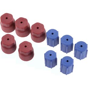 KOMANDE 10Pcs/Set R134a Cap A/C Cap 13mm & 16mm Air Conditioning Service AC System Charging Port Caps Low Side and High Side (5 Red High & 5 Blue Low)