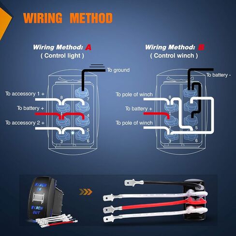 Nilight 90005B Momentary Laser Rocker Switch 7Pin Winch in Winch Wiring Harness Kit 20A/12V 10A/24V Switch Jumper Wires Set,2 Years Warranty , Blue in Saudi Arabia