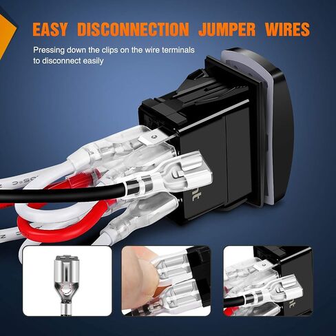 Nilight 90005B Momentary Laser Rocker Switch 7Pin Winch in Winch Wiring Harness Kit 20A/12V 10A/24V Switch Jumper Wires Set,2 Years Warranty , Blue in Saudi Arabia