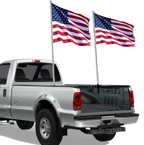Flagpole Holder for Truck Bed, No Drilling Truck Flag Pole Mount Holder Fit for Trailer Truck Jeep RV Pickup, Fit Up to 1.33 Inch Pole, All Hardware Included in Saudi Arabia