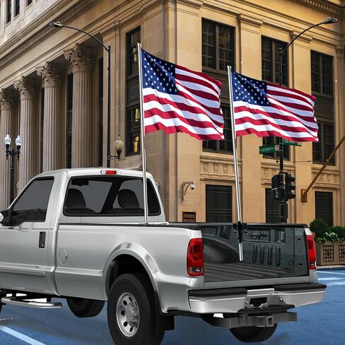 Flagpole Holder for Truck Bed, No Drilling Truck Flag Pole Mount Holder Fit for Trailer Truck Jeep RV Pickup, Fit Up to 1.33 Inch Pole, All Hardware Included in Saudi Arabia