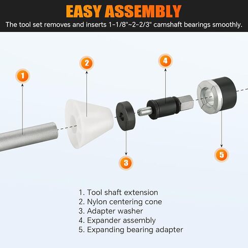 Engine Cam Bearing Removal and Installation Tool Set | Universal Bearing Installation Tool Camshaft Bearing Kit with 1-1/8 to 2-2/3 Inch Adapters for Most Domestic and Imported Vehicle Trucks in Saudi Arabia