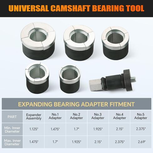 Engine Cam Bearing Removal and Installation Tool Set | Universal Bearing Installation Tool Camshaft Bearing Kit with 1-1/8 to 2-2/3 Inch Adapters for Most Domestic and Imported Vehicle Trucks in Saudi Arabia