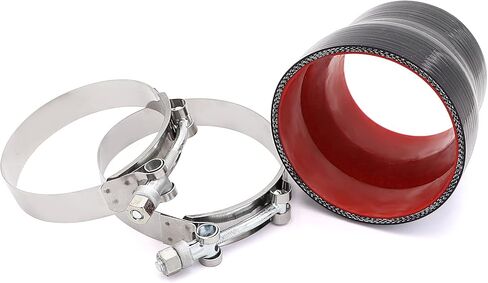 3 بوصة إلى 3-1/2 بوصة أسود سيليكون مخفض مقرنة 4 طبقات من تعزيز البوليستر متوافق مع أنابيب الهواء المبرد الداخلي وتطبيقات توربو 2x T-Bolt Clamps (92mm، 100mm) in Kuwait