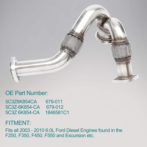 أنبوب الشاحن التربيني HQPASFY Y-Pipe Up لـ 2003-2007 Ford 6.0L Powerstroke Diesel يستبدل #679-011، 5C3Z6K854CA in Saudi Arabia
