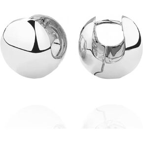 Hypoallergenic Minimalist 925 Sterling Silver Trendy Chunky Ball Huggie Hoop Earrings