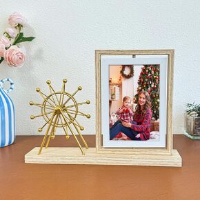 ZEEYUAN 4x6 Picture Frame Wooden Double Side Rotating 4x6 Photo Frame Rustic Collage Frame for 4x6 Pictures, 4x6 Multiple Family Picture Frame for Desktop