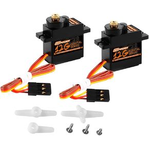 2PCS 9g Micro Servo,12g Mini Servo Motor Full Metal Gear for RC Helicopter Airplane Boat Controls, for 450 Helicoper 1/24 SCX24 WLtoys WPL RC Car