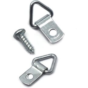 Compact Triangle Ring Mini 1-Hole Art Hanger for Wood Frames, 100 Pcs per Pack, Screws Included