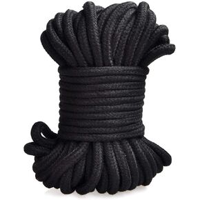 CRAFTCURL Soft Cotton Rope - Easy to DIY for Daily Using - Durable Cotton Rope Thick - Multi-Purpose Rope Suitable for, Camping, Swing, Hanging Clothes & Home Decorative, (32 Feet 10m), (Black)