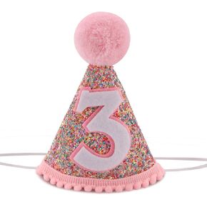 قبعة مخروطية لعيد الميلاد الثالث، قبعة عيد ميلاد بيضاء لامعة مع قبعة قوس قزح لعيد الميلاد باللون الوردي لحفلة عيد الميلاد، قبعة دعائم صور عيد ميلاد لامعة للأولاد والبنات، قبعة قوس قزح الباستيل in Kuwait