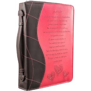 Pink «Amor» Bible / Book Cover - 1 Corinthians 13:4-8 (Large) (Spanish Edition)