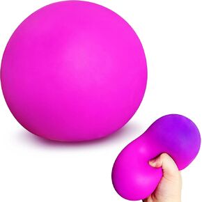 Giant Stress Balls Squishy Toys for Adults and Kids Prizes, 4-inch Jumbo Squeeze Dough Ball, Goodie Bag Stuffers, Stretchy Stress Ball for Anxiety, Autism | Purple Color Changing Stress Balls