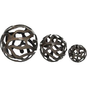 Deco 79 Aluminum Metal Geometric Decorative Sculpture Home Decor Statues, Set of 3 Accent Figurines 8", 6", 4"W, Silver