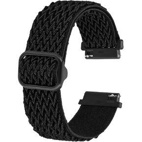 BISONSTRAP Stretchy Nylon Watch Band, Adjustable Buckle Loop Bands, Quick Release, Elastic Braided Nylon Strap 16mm 18mm 19mm 20mm 22mm