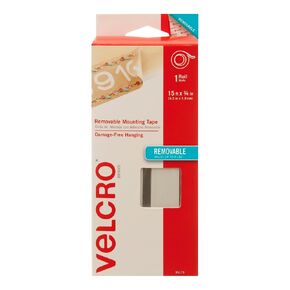 شريط تثبيت قابل للإزالة من علامة VELCRO بطول 15 قدم × 3/4 بوصة. أبيض (95179)
