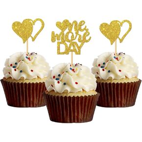 MonMon & Craft One More Day كب كيك القبعات العالية / بروفة الزفاف / خطوبة الزفاف السيد والسيدة حزب كب كيك زينة الحلوى - دش الزفاف كب كيك القبعات العالية بريق 24 قطعة