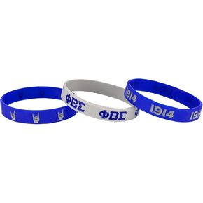 Phi Beta Sigma Fraternity Paraphernalia - Official Vendor - Set of 3 Silicone Bracelets - Wrist Bands