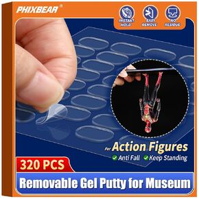 480 Pcs Removable Gel Glue Putty for Museum Action Figures, Clear Earthquake Putty Adhesive Dots, Sticky Tack for Wall Hanging, 0.31x 0.51" Wax Mounting Putty