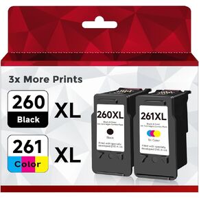 Remanufactured 260XL 261XL Ink Cartridges Replacement for Canon 260 and 261 Ink Cartridges PG-260 CL-261 (1 Black 1 Color) Work with TR7020 TR7020a TR7022 TS6420 TS6400 TS5300 TS5320 TS6420a