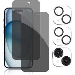 pehael [2+2 Pack iPhone 14 Pro Privacy Screen Protector with Camera Lens Protector Full Coverage Anti-Spy Tempered Glass Film 9H Hardness Upgrade Edge Protection Easy Installation Bubble Free