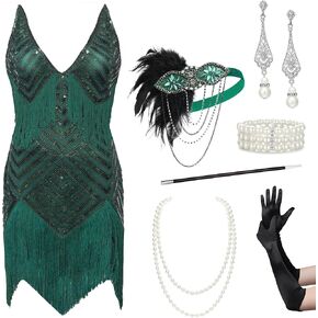 BABEYOND Women's 1920s Plus Flapper Dress Plus Size V Neck Slip Dress Roaring 20s Dress for Party