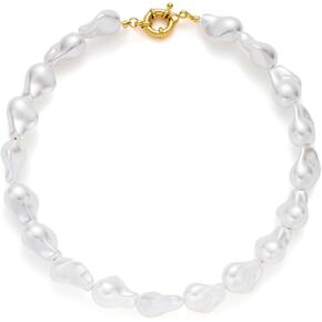 LILIE&WHITE Shell Necklace For Women White Chunky Shell Gemstone Necklace Colorful Summer Beach Necklace