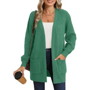 LILBETTER Women's Loose Open Front Cardigan Long Sleeve Casual Lightweight Soft Knit Sweaters Coat with Pockets