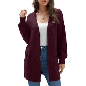 LILBETTER Women's Loose Open Front Cardigan Long Sleeve Casual Lightweight Soft Knit Sweaters Coat with Pockets in Kuwait