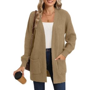 LILBETTER Women's Loose Open Front Cardigan Long Sleeve Casual Lightweight Soft Knit Sweaters Coat with Pockets in Kuwait