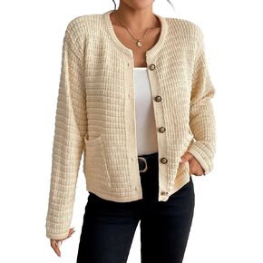 Bsubseach Womens Cardigan Sweaters Long Sleeve Open Front Button Down Knit Jackets Fall Cardigans with Pockets