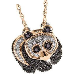 Dazzlingrock Collection 0.25 Carat (ctw) 18k Round Black and White Diamond Women Panda Pendant 1/4 CT, Rose Gold