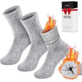 RUNCL Men's Hiking Socks, Merino Wool Cushion Socks, Moisture & Wicking Crew Socks for Outdoor Sports (3 Pairs)