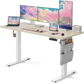 Marsail Electric Adjustable Height Standing Desk with Storage Bag, 55 * 24" Sit Stand Up Desk for Home Office,Computer Gaming Workstation, 4 Memory Height Settings,Cable Manager, and Headphone Hook