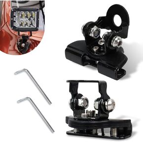 2 PCS Car Wide Angle Adjustable Hood Light Bar Bracket, 0.22 " x 1.81 " Metal Structure Spotlight Grille LED Light Base Mounting Bracket, Non-damaging Installation Accessories (Black)