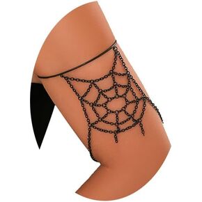 Punk Black Upper Arm Bracelet Gothic Upper Chain Armlet Summer Beach Halloween Mesh Arm Cuff Bracelet Bikini Body Jewelry for Women (Black)