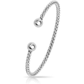 Cable Twist Bracelet for Women Open Cuff Bracelet Bangle Bracelet for Women Stainless Steel Bead Braclet Adjustable Bracelet Friendship Gift for Women