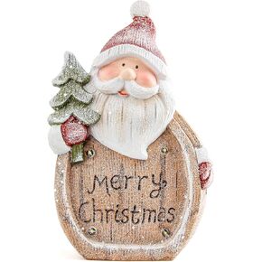 Santa Claus Statue with LED Lights for Holiday Decorations,Christmas Decor Frosty Figurine for Shelf Bookshelf Table Fireplace Home Decor Accents,Indoor Winter Battery Operated Timer