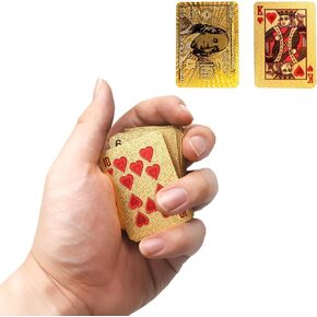 Mini Gold Foil Playing Cards - Card Deck for Teens and Adults,Waterproof Travel Poker Cards - Ideal for Parties and Games!