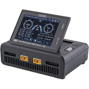 SoloGood ToolkitRC M8D شاشة تعمل باللمس شاحن مزدوج القنوات بحد أقصى 1600 وات 50 أمبير 3.5 بوصة شاشة قلابة 65 وات شاحن سريع لبطارية حياة 1-8S RC Lipo LiHV in Kuwait