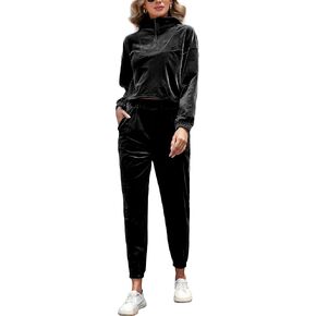 YYA Women Zip Up Active Sweatsuits Velour Track Suits Sets with Hoodies 2 Piece Outfit Workout Athletic Tracksuits S-XXL