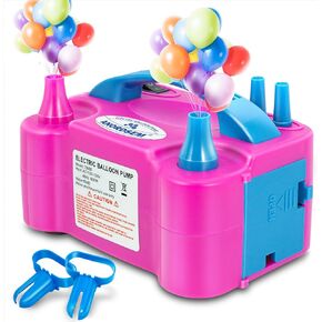 Anordsem Balloon Air Pump Electric: Portable Balloon Inflator for All Balloons at Home - Dual Nozzle Blower Machine for Ballon Arch Stand Party Birthday Decorations