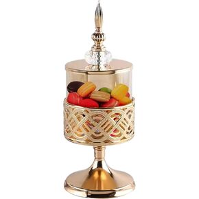 WAYUTO 12 Inch Glass Apothecary Jars with Lids Kitchen Storage Jars with Lids and Stands Jars for Candy Buffet Decorative Candy Jars Centerpiece for Modern Kitchen Decor Countertop Accessories Gold