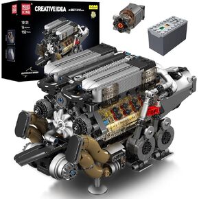 Mould King 10131 W16 Engine Building Blocks Sets, V8 Engine Model kit That Run, Build Your Own STEM Model Engine, 16-Cylinder Car Engine Building Engineering Toys for Kids/Adults Collections(952+PCS)