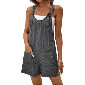 MakeMeChic Women's Sleeveless Wide Strap Tank Rompers Rib Knitted Wide Leg Jumpsuits
