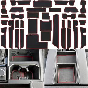 Center Console Liner for Toyota Tundra Accessories 2022 2023 2024 2025, Cup Holder Insert, Door Pocket Interior Trim, Non-Slip Pad, Anti Dust Mat,Car Custom Rubber Coaster (34pcs, Gray Trims)
