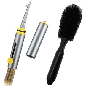 Car Cleaning Brush, 3 in 1 Car Detailing Brush with Window Breaker and Tire Cleaning Hook, Black Wheel Rim Brush Multifunctional Car Cleaning Tool for Cleaning Wheels
